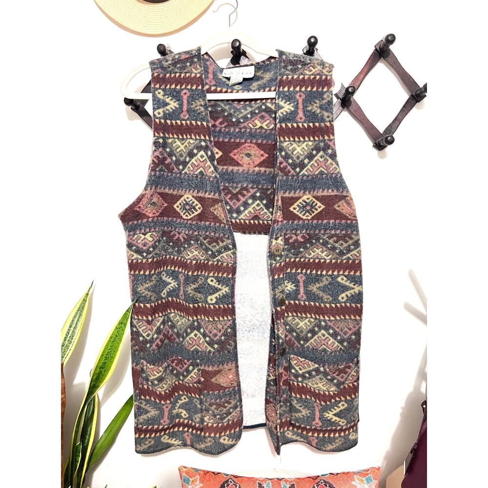 Vintage Tribal Print Long Sweater Vest